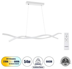 MORALES 61276 Κρεμαστό Φωτιστικό Οροφής Design LED CCT 54W 6048lm 200° AC 220-240V-Εναλλαγή Φωτισμού μέσω Τηλεχειρι Globostar-61 61276