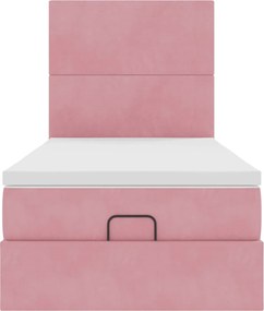 vidaXL Οθωμανικό κρεβάτι με στρώματα Ροζ 100x200cm Velvet