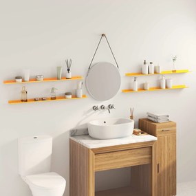 vidaXL Πλωτό ράφι 4 pcs Χαμομηλί κίτρινο 100 x 9 x 2,5 εκ Ατσάλι