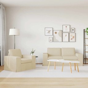 vidaXL Σετ Καναπέ 2 pcs Κρεμ 182 x 80 x 82 εκ ύφασμα