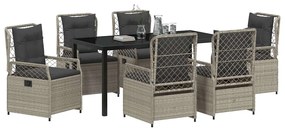 vidaXL Σέτ φαγητού για κήπο 7 pcs Ανοιχτό γκρι συνθετικό ρατάν