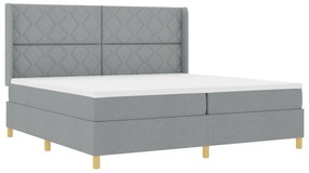 vidaXL Κρεβάτι με Στρώμα Σπαστού Φωτεινού Γκρι 200x200 εκ. Υφάσματος