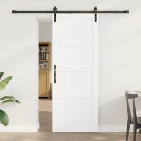 vidaXL Συρόμενη Πόρτα με Σετ Υλικών Λευκή 78x202 εκ. Σκληρού Ξύλου Πεύκου