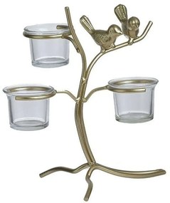 Κηροπήγιο 3-70-890-0035 19x15x21cm Gold Inart Metal, Glass