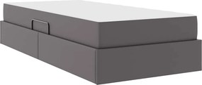 vidaXL Κρεβάτι με αποθηκευτικό χώρο και στρώμα 2 pcs Γκρι Δέρμα
