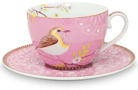 Φλυτζάνι Με Πιατάκι 51004001 Floral Early Bird 280ml Pink Pip Studio Πορσελάνη