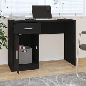 vidaXL Γραφείο με Συρτάρι &amp; Ντουλάπι Μαύρο 100x40x73 εκ. Επεξεργ. Ξύλο