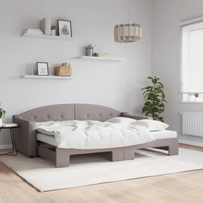 Καναπές Κρεβάτι Συρόμενος Taupe 80x200 εκ. Υφασμάτινος Στρώματα - Μπεζ-Γκρι