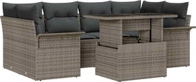 vidaXL Σετ Καναπέ Κήπου με μαξιλάρι 7 pcs Γκρι Πολυ ράταν