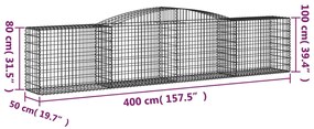 vidaXL Συρματοκιβώτια Τοξωτά 8 τεμ. 400x50x80/100 εκ. Γαλβαν. Ατσάλι