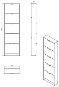 Παπουτσοθήκη Base 15 Γκρί Δρύς 58x18x191,5 εκ. 58x18x191.5 εκ.