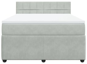 vidaXL Κρεβάτι Boxspring με Στρώμα Ανοιχτό Γκρι 140x190 εκ. Βελούδινο