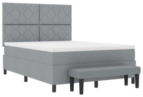 vidaXL Κρεβάτι Box Spring με Στρώμα & Μπάγκο Ανοιχτό Γκρι 160x200 εκ. Ύφασμα