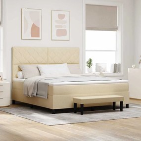 vidaXL Κρεβάτι με ελατήρια με στρώμα Κρεμ 180 x 200 cm ύφασμα