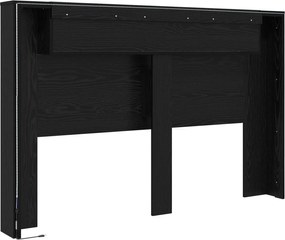 vidaXL Κεφαλάρι Ντουλάπι με LED Μαύρη Δρυς 160 x 16,5 x 103,5 cm
