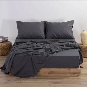 Σεντόνι Basic Dark Grey Nef-Nef Queen Size 240x270cm Χωρίς Λάστιχο 100% Βαμβάκι