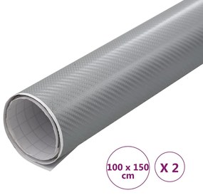 vidaXL Μεμβράνες Αυτοκινήτου 4D 2 τεμ. Ασημί 100 x 150 εκ.