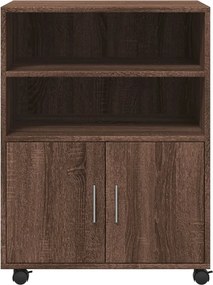 vidaXL Ντουλάπι Με Ροδάκια Καφέ Δρυς 60x48x81 εκ. Επεξεργασμένο Ξύλο