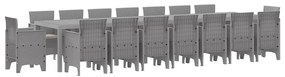 vidaXL Σέτ φαγητού για κήπο 17 pcs Ανοιχτό γκρι Rattan Polt