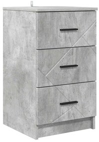 vidaXL Κομοδίνο Γκρι σκυροδέματος 38 x 38 x 66 εκ Επεξεργασμένο ξύλο