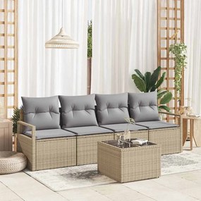 vidaXL Σετ Καναπέ Κήπου με μαξιλάρι 5 pcs Μπεζ, Γκρι 55 x 55 x 37 εκ