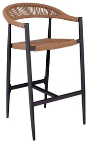 MADY Σκαμπό Bar, ALU Ανθρακί, Rope Wicker Φυσικό  56x58x105cm [-Ανθρακί-, -Φυσικό-] [-Wicker-, -Αλουμίνιο-] Ε6720,1