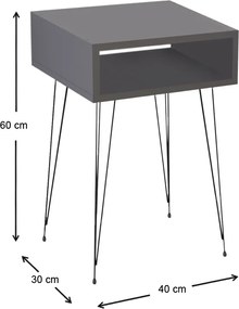 Κομοδίνο Scott Megapap χρώμα ανθρακί 40x30x60εκ.