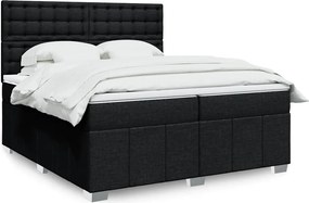 vidaXL Κρεβάτι Boxspring με Στρώμα Μαύρο 200x200 εκ. Υφασμάτινο