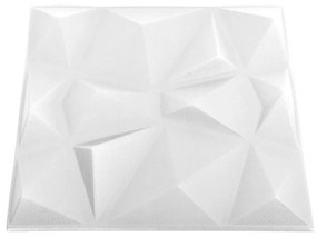 Πάνελ Τοίχου 3D 48 τεμ. Λευκό Διαμαντιού 50 x 50 εκ. 12 μ² - Λευκό
