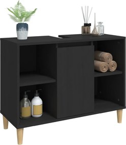 vidaXL Ντουλάπι Νιπτήρα Μαύρο 80 x 33 x 60 εκ. Επεξεργασμένο Ξύλο