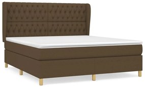 vidaXL Κρεβάτι Boxspring με Στρώμα Σκούρο Καφέ 180x200 εκ Υφασμάτινο