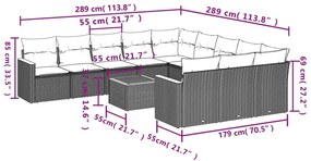 Σετ Καναπέ Κήπου 12 τεμ. Μπεζ Συνθετικό Ρατάν με Μαξιλάρια - Μπεζ