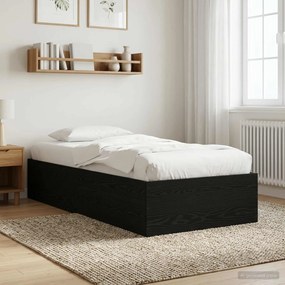 vidaXL Κρεβάτι δαπέδου Μαύρη Δρυς 80 x 200 cm Επεξεργασμένο Ξύλο