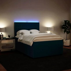 vidaXL Κρεβάτι Boxspring με Στρώμα Μπλε 160x200 εκ. Βελούδινο