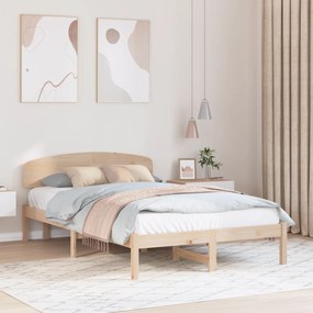 vidaXL Κρεβάτι με Κεφαλάρι 135x190 cm Μασίφ ξύλο πεύκου