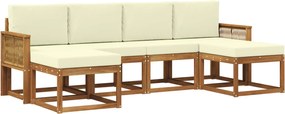 vidaXL Σειρά Καναπέ Εξωτερικού 6 pcs Φυσικό και Κρέμα Πολυεστέρας