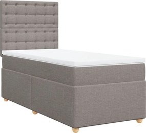 vidaXL Κρεβάτι Boxspring με Στρώμα Taupe 90x190 εκ.Υφασμάτινο
