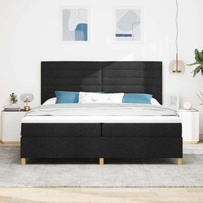 vidaXL LED Κρεβάτι με βάθρο με στρώμα Μαύρο 200 x 200 cm ύφασμα