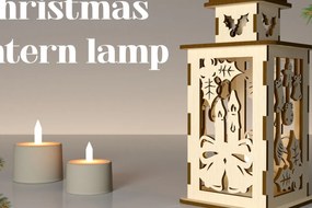 Σετ των 2 Intra απο ξύλο plywood 3mm-4mm πάχος Χριστουγεννιάτικο φανάρι με λέιζερ. Λάμπα λέιζερ Δίασταση 15x15 cm INTRAFABR-81344858