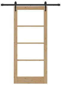vidaXL Συρόμενη Πόρτα Χειροκίνητος Καφέ 86 x 198.5 cm Ξύλο και μέταλλο