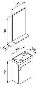 Σετ Επίπλου Mπάνιου NEW MINI 40 Ανθρακί 40x22x145 εκ.