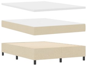 vidaXL Κρεβάτι με Ελατήριο και Στρώμα & Πάγκο Κρεμ 140x200 εκ. Ύφασμα