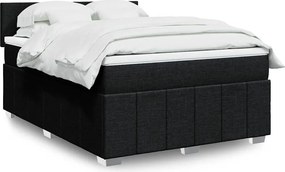 vidaXL Κρεβάτι Boxspring με Στρώμα Μαύρο 140x200 εκ. Υφασμάτινο