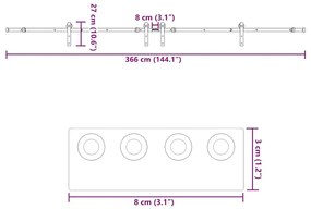 Μηχανισμός Συρόμενης Μεσόπορτας Μαύρος 366 εκ. Ατσάλινος