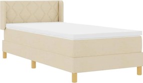 vidaXL Κρεβάτι με ελατήρια με στρώμα Κρεμ 200 x 100 cm ύφασμα