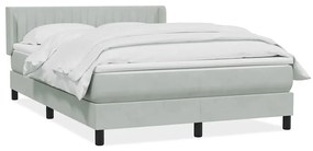 Κρεβάτι Boxspring με Στρώμα Ανοιχτό Γκρι 140x210 εκ. Βελούδινο - Γκρι