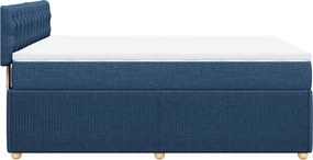 vidaXL Κρεβάτι Boxspring με Στρώμα Μπλε 160x200 εκ. Υφασμάτινο