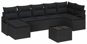 vidaXL Σετ Καναπέ Κήπου 8 pcs Μαύρο Πολυ ράταν