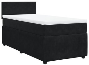 vidaXL Κρεβάτι Boxspring με Στρώμα Μαύρο 100x200 εκ. Βελούδινο