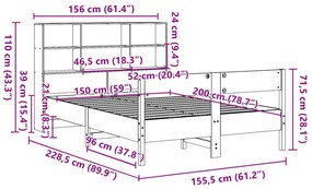 ΚΡΕΒΑΤΙ ΒΙΒΛΙΟΘΗΚΗ ΧΩΡΙΣ ΣΤΡΩΜΑ 150X200 ΕΚ ΜΑΣΙΦ ΞΥΛΟ ΠΕΥΚΟΥ 3322984